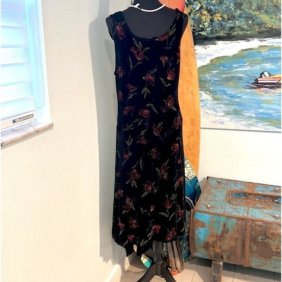 Softwear (by Mark Singer).Vintage 90's Fit & Flare Tank Dress Black-Size XL - Picture 5 of 10